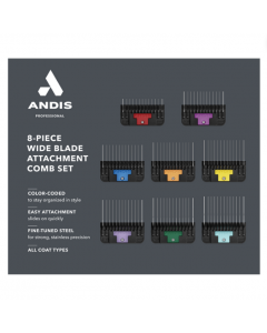 Andis Wide Blade Stainless Steel Combs [8 Pieces]