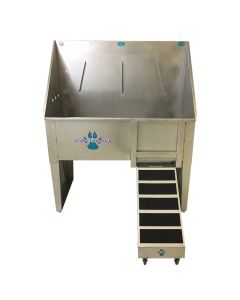 Groomer's Best Walk-Through Bathing Tub With Left Faucet, Right Ramp [58"]